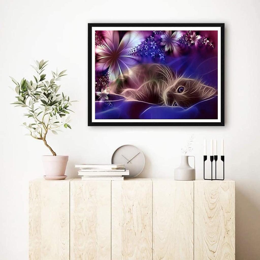 5D gjør-det-selv diamantmaleri svart kattunge korsstingsett full diamantbroderi mosaikkkunst Bilde av rhinestones dekorgave