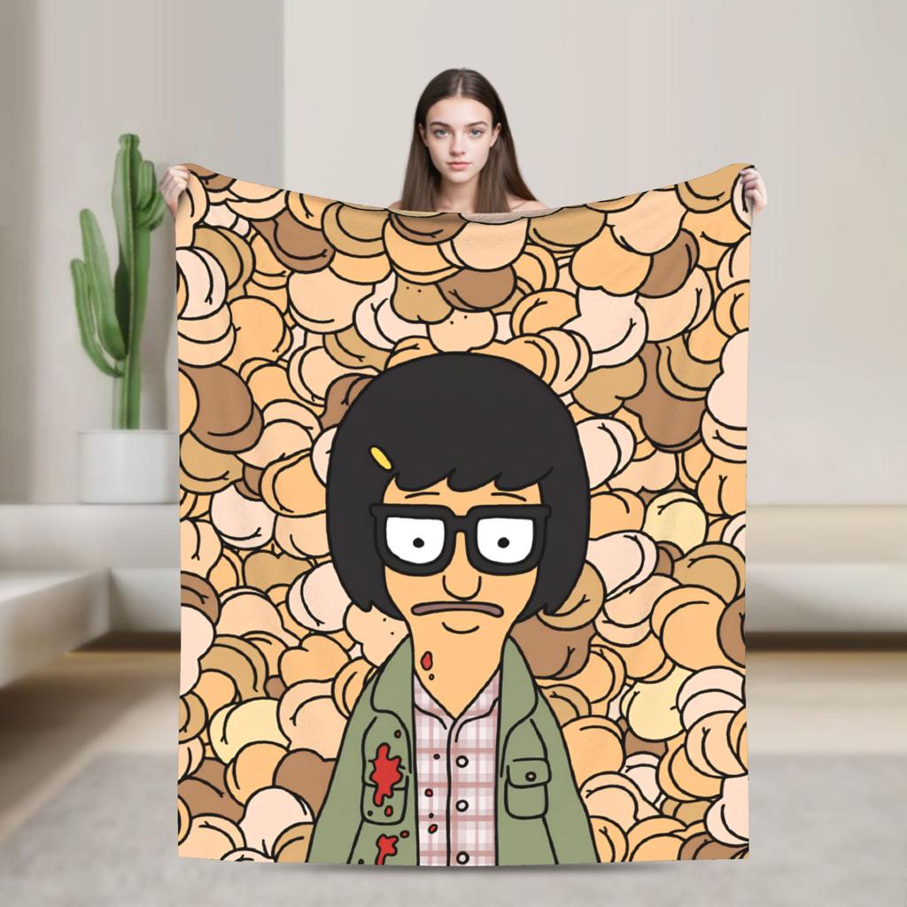 Super Warm Blankets Camping Anime Bobs Funny B-Burgers Throw Blanket Movie Flannel Bedspread For Home Decor Trend Sofa Bed Cover