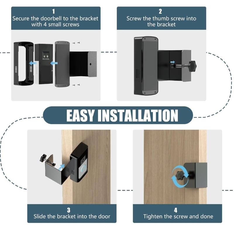 Universal Doorbell Mounting Bracket with Not Theft Design & Easy Installation Metal Doorbell Holder for Video Doorbells