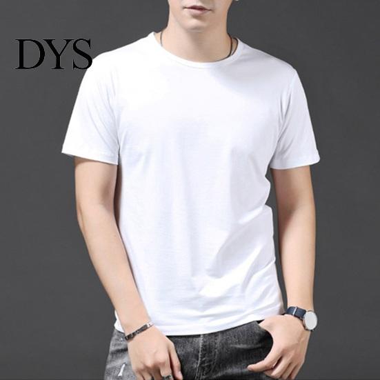 Short Sleeve Men Top Summer T-shirt Plus Size Solid Color Round Neck Inner Sleeves Mid Length Good Breathability Pullover Bottoming Shirt