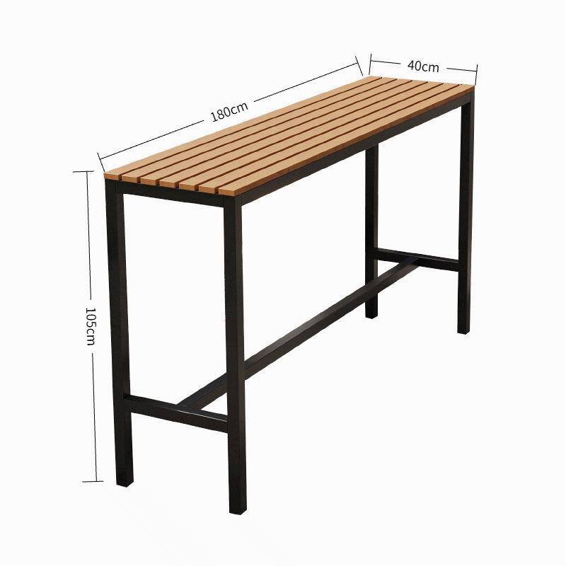 Outdoor Wood-Plastic Waterproof Bar Table & Chairs Set - High-Legged, Wall-Leaning Design for Balcony or Coffee Shop
