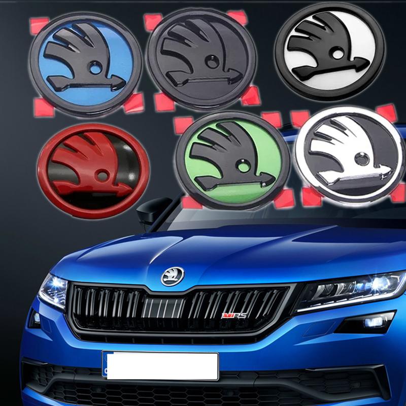 WBWO5 Trunk Sticker 80mm 90mm for Skoda Superb Rapid Scala Karoq Kamiq Kodiaq Yeti Octavia Fabia Vision Decals Car Front Rear Emblem
