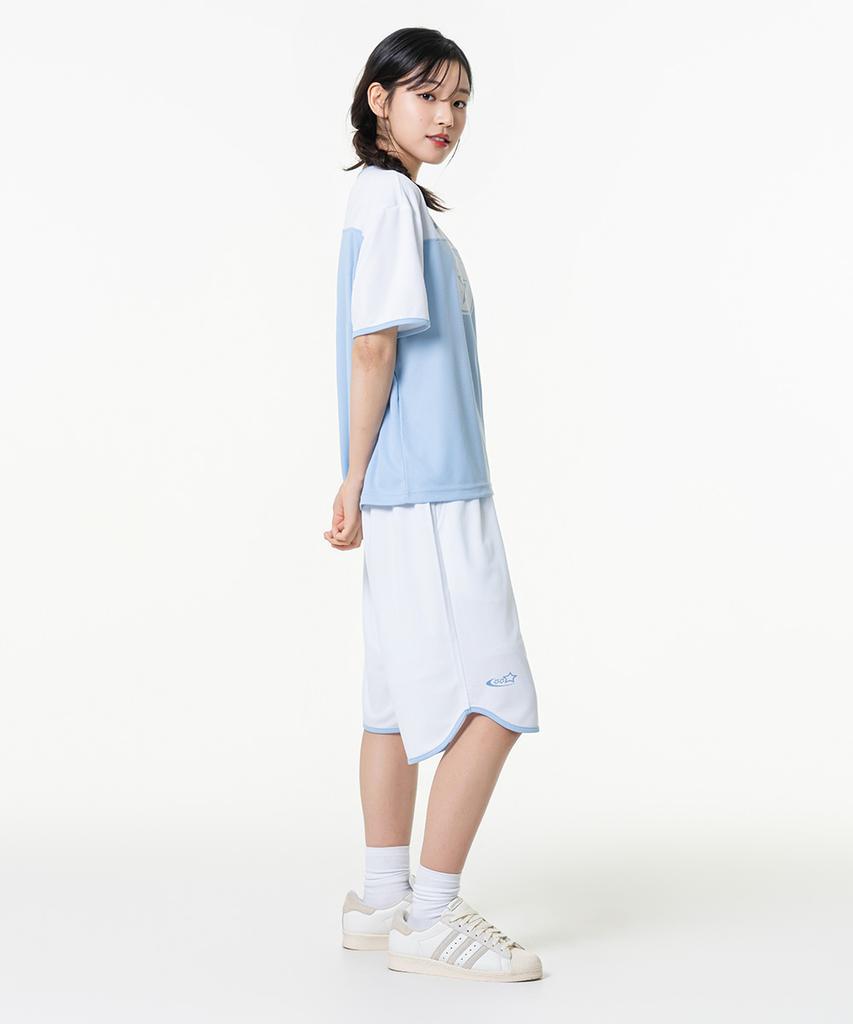 MOZMOZ Pastel Air Mesh Jersey Shorts Blue