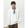 Solid Color Lazy Style Thick Needle Heavy Round Neck Sweater Men's Autumn and Winter Trendy Brand Retro Sweater Loose Casual Jacket