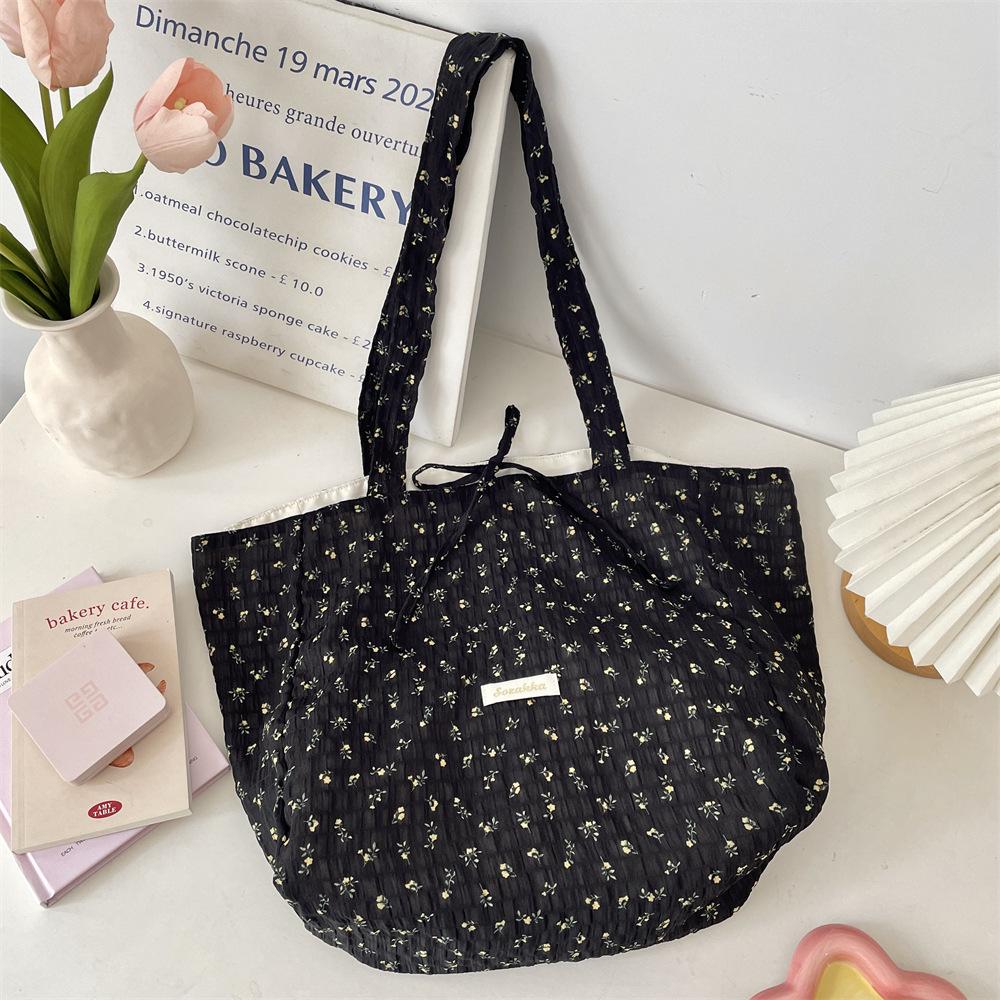 Fresh and Sweet Floral Chiffon Shoulder Bag Large Capacity Student Bag Fashionable Versatile Tote Bag Women