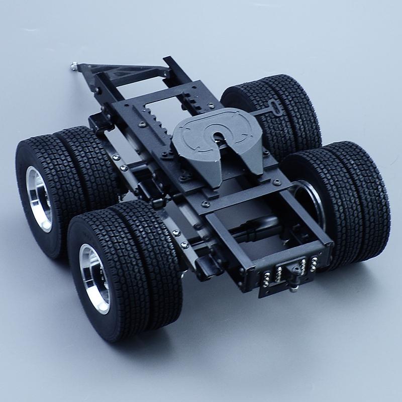 Alt Metal 1 & 2 Aksler Trailer med Træk Femtehjul til 1/14 Tamiya RC Lastbil SCANIA 770S VOLVO FH16 BENZ MAN LESU Bil