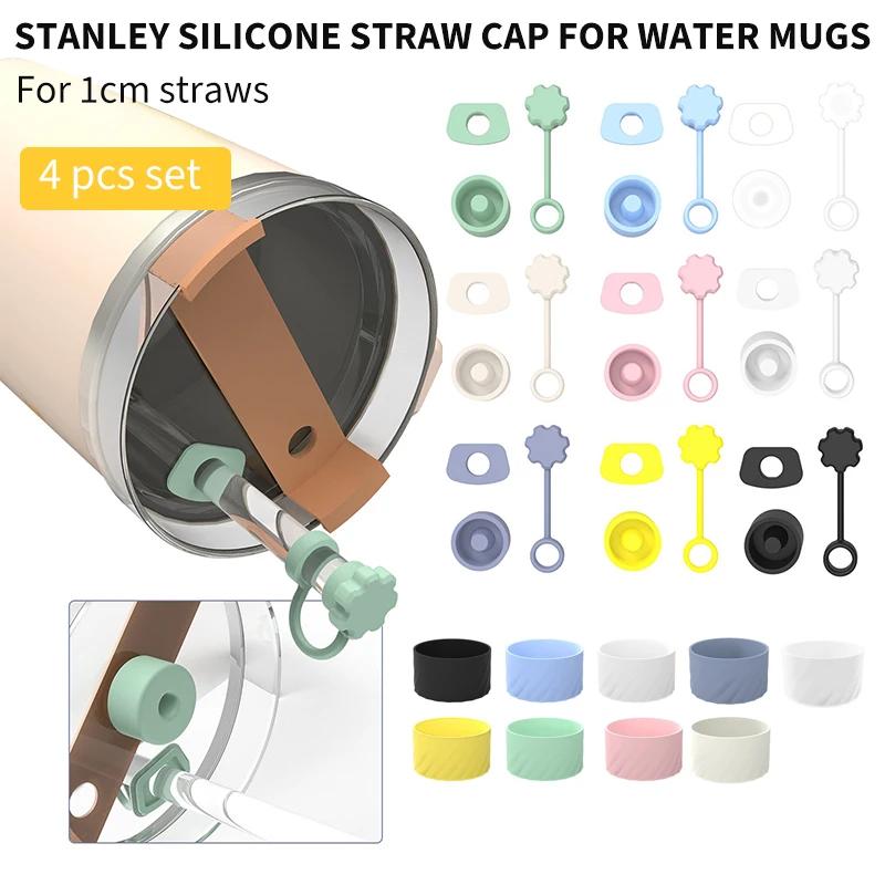 4Pcs Silicone Spill Proof Stopper Set for Tumbler 40oz Cup Protective Boot and Straw Covers Reusable Water Bottle Accessories