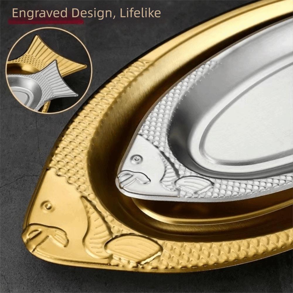 Korean Style Fish Shaped Plate Stainless Steel Barbecue Plate Creative Snack Plate  Restaurants