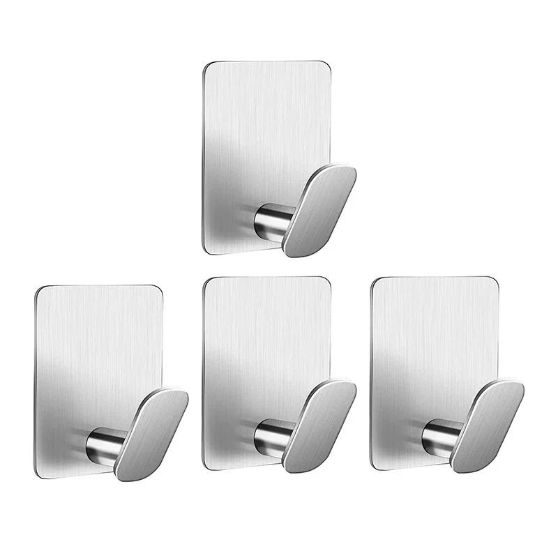 Stainless Steel Wall Hooks Heavy Duty Self Adhesive Hook for Hanging Towel Robe Clothes Bathroom Accessories Wall Door Hanger