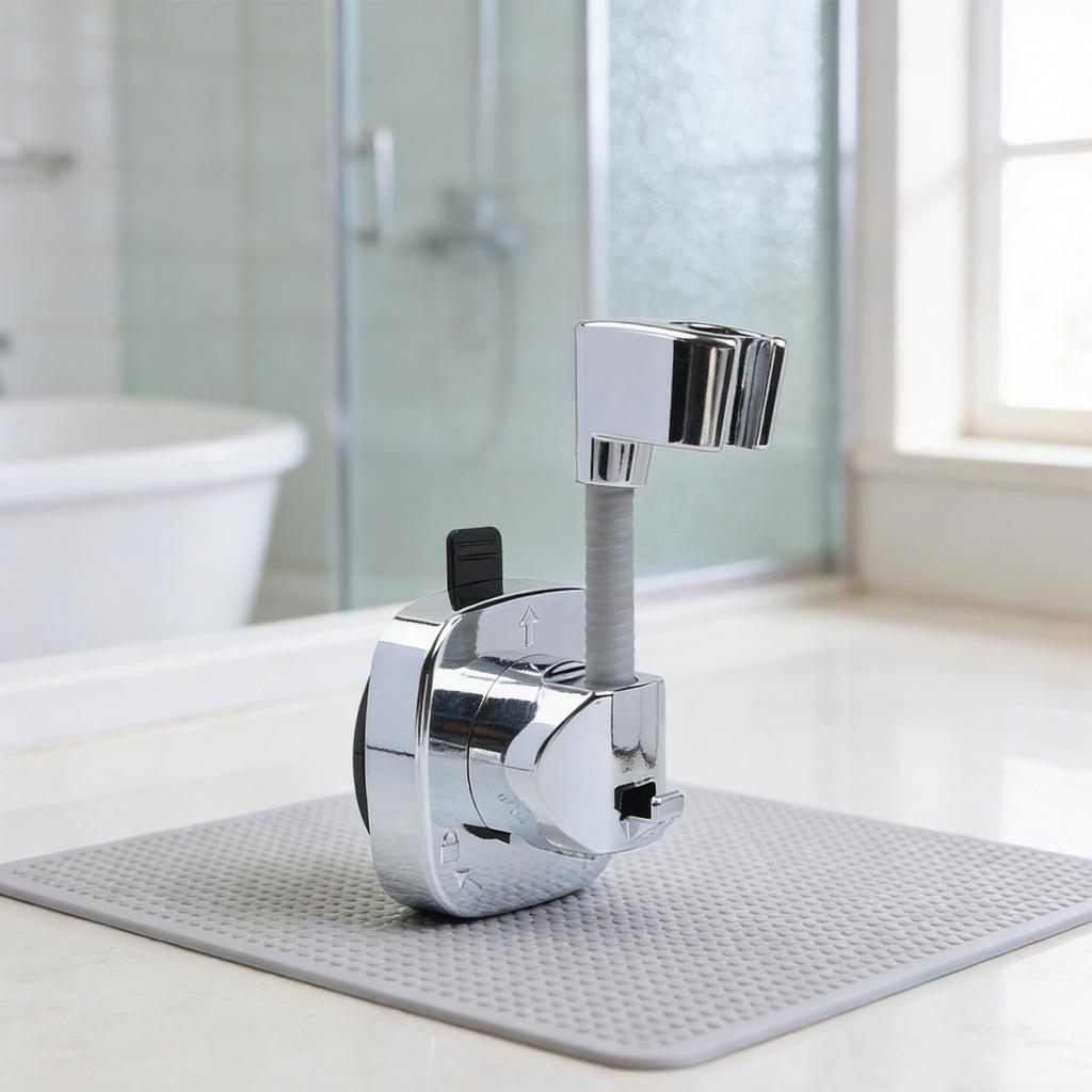 Shower Bracket with Suction Cup 360 Degree Rotation and Hook for Bathroom