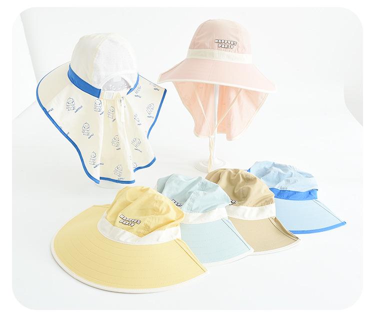 Children's Outdoor Sun Hat with Neck Protection, Windproof Wide-Brim Hat for Boys and Girls