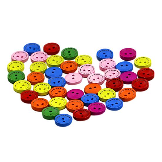 100Pcs 2 Furos Coloridos Mistos Botões de Madeira Redondos Costura DIY Artesanato Scrapbooking