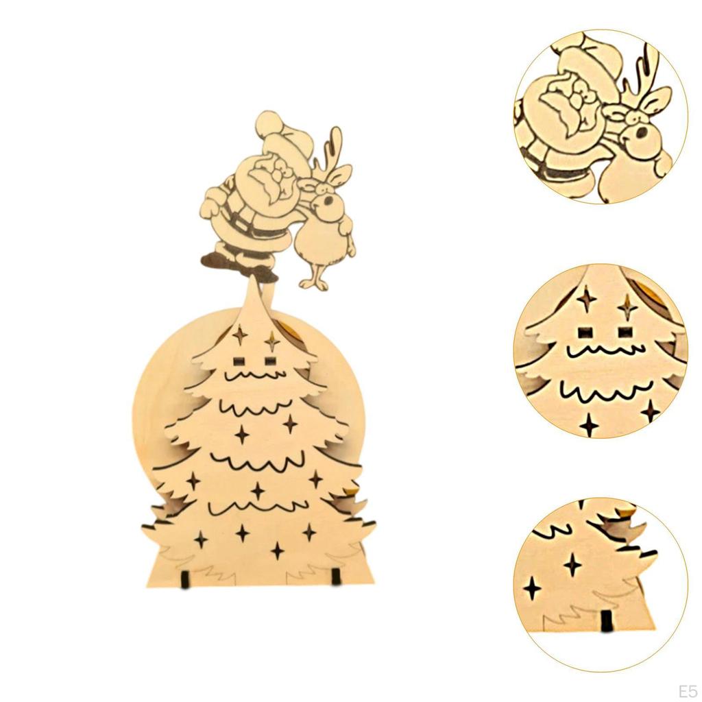 Wooden Christmas Tree Centerpiece Bookshelf Figure Table Kitchen Cabinet Holiday Collectible