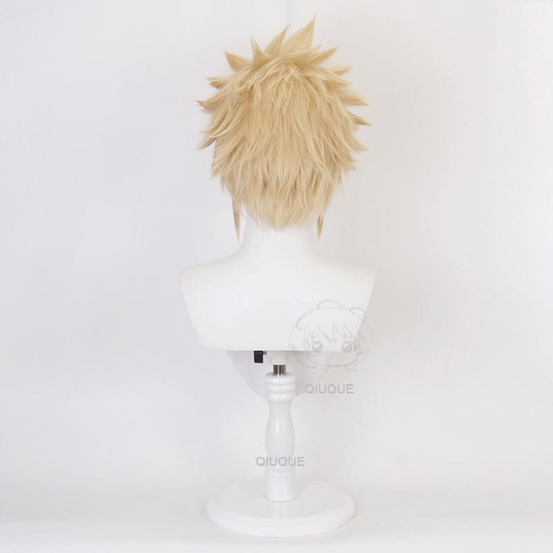 Anime Final Fantasy VII FF7 Cloud Strife Linen Blonde Cosplay Wig Heat Resistant Synthetic Hair Wigs + Wig Cap