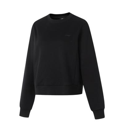 Li Ning Comfortable Breathable Fleece Casual Sweatshirt Women Tops Black AWDU638-5