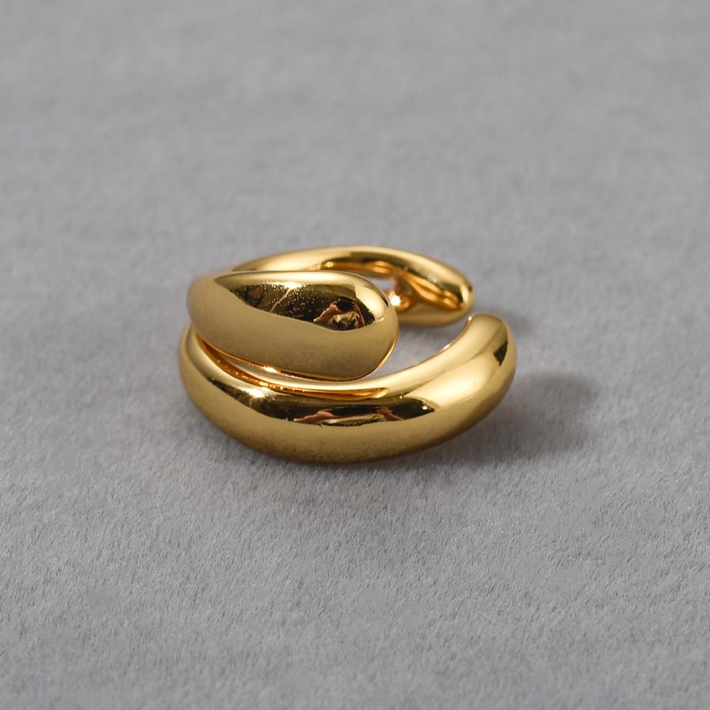 

Double-Layer Ear Bone Clip Copper Plated 18K Real Gold Double Chain Without Ear Piercings, Simple Ear Clip Wind Earrings