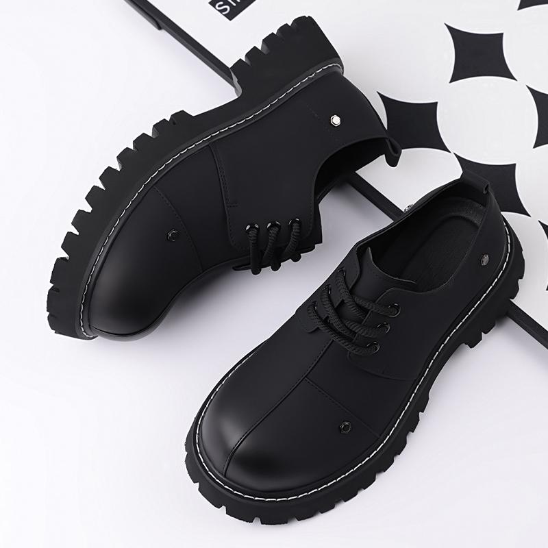 Thick Bottom Men's Leather Casual Shoes Soft Soles Sneakers Comfortable Simple Oxford Shoes Versatile Male Formal Dress Footwear