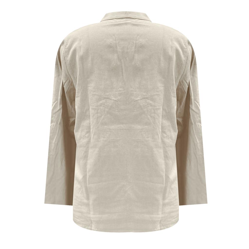 Damenmode Einfarbig Leinen Langarm Freizeitbluse