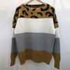 Women's Casual Round Neck Leopard Print Knitted Sweater Long Sleeved Pullover Warm Autumn Winter Fashion