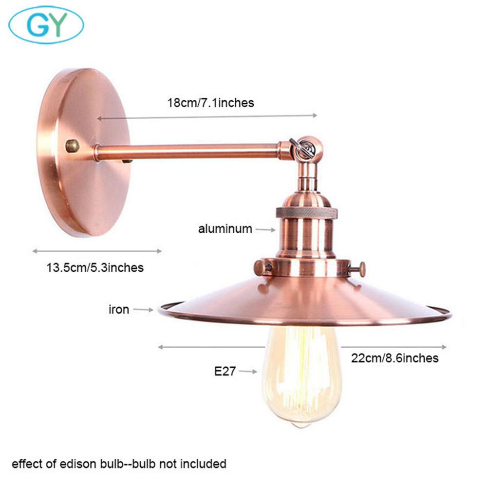 Антикварный регулируемый настенный светильник на 1 лампу, промышленный минималистский настенный светильник, светильник с конической крышкой, металлический абажур