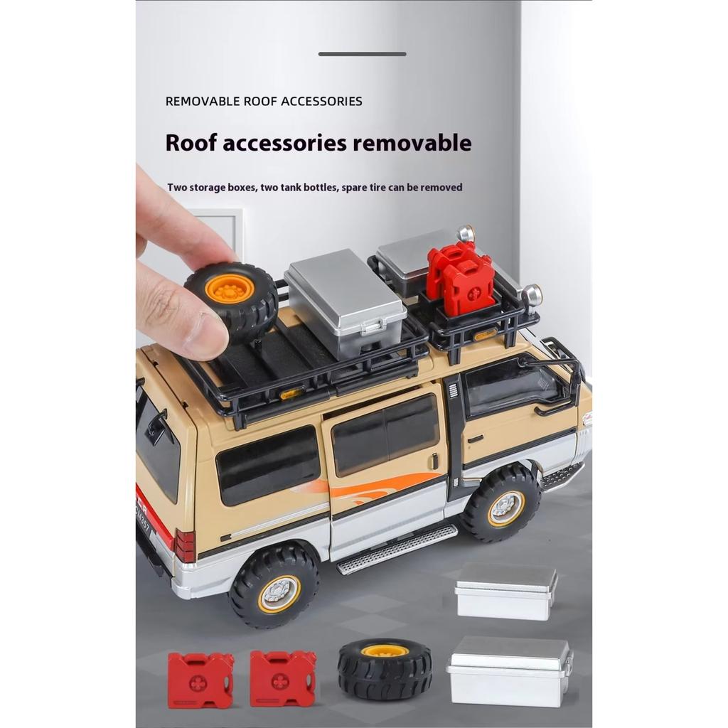 1/24 Mitsubishi Delica MPV Mini Car Die Casting Alloy Commercial Vehicle Metal Model Car Simulation Sound and Light Toy Gift