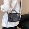 Estilo Universitario Retro Bolso Cambridge Bolso de Hombro de Cuero PU Bolso Cruzado Simple Streetwear