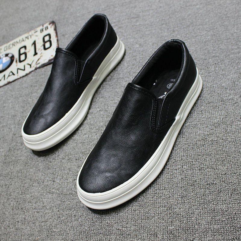 Fashion Flat Shoes Men's New Style One Foot Casual Leather Shoes Mens Thick Soled Board Shoes Single Shoe Loafers designer loafers men