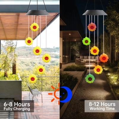 1 Stück Solarbetriebenes Windspiel Licht-Kits Außen Wasserdicht Farbwechsel Hängelampe Für Haus Garten Hof Festival Deko