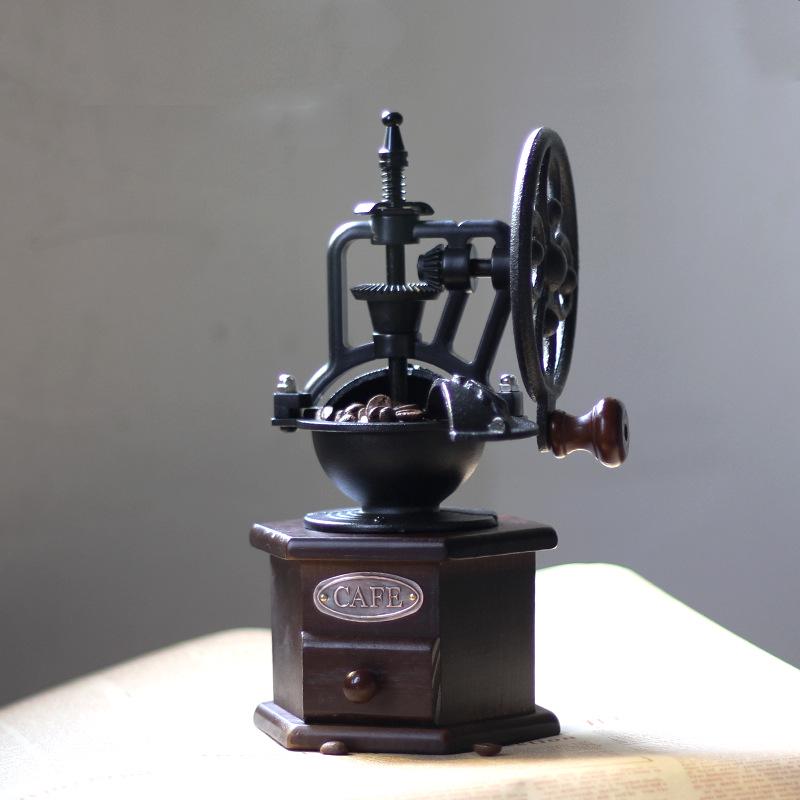 Retro Hexagonal Hand-Crank Cast Iron Coffee Grinder & Pepper Mill