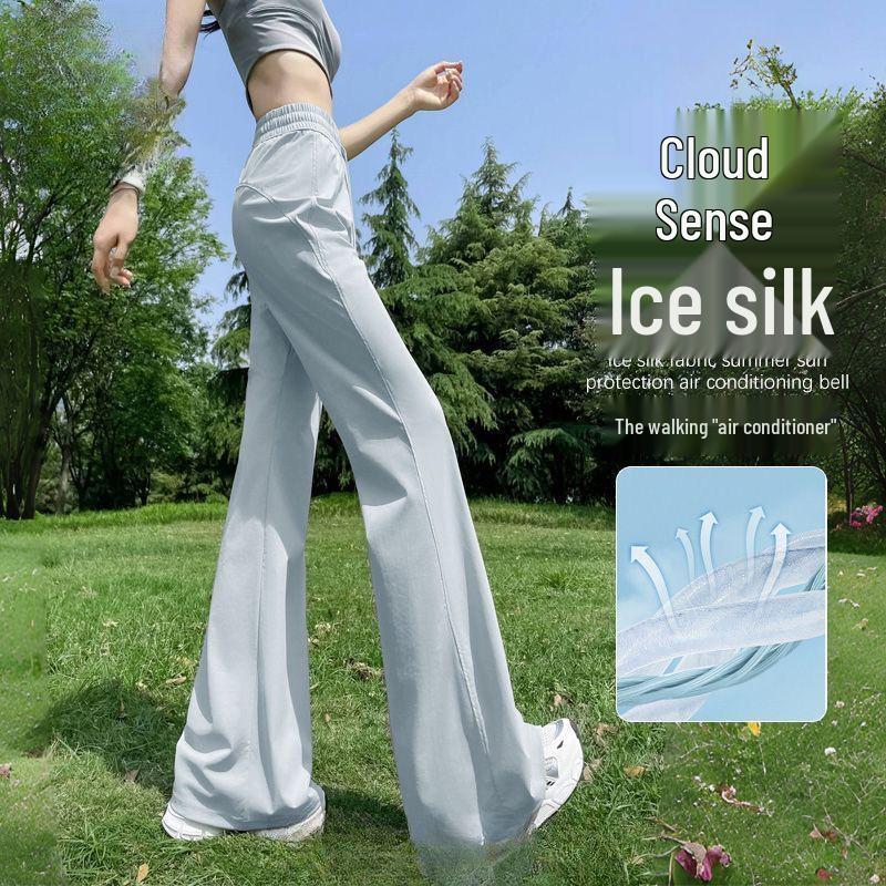 

Ice Silk Micro-Flare Wide Leg Women s Pants: Cool, Breathable, Sun-Protected, Versatile Sportswear for Summer 2026 M (Weight 100-115 lbs)