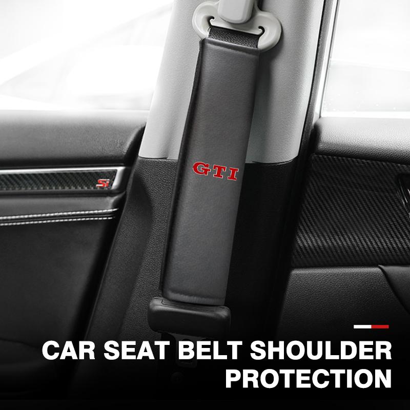 For Volkswagen VW Car Seat Belt Leather Safety Belt Shoulder Cover Protect Pad Beetle CC B5 B6 B7 EOS GTI MK2 MK4 MK5 MK6 Fx5