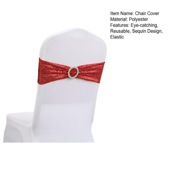 Potah na židli Poutavá elasticita Vynikající mašle na opěradle židle Sequinová stuha Párty dekorace