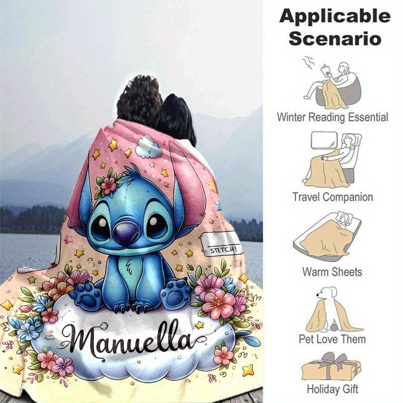 1pc Cute Stitch Printing Blanket - Soft, All-Season Throw for Living Room, Bedroom,Personalized Gift with Adorable Cartoon Design