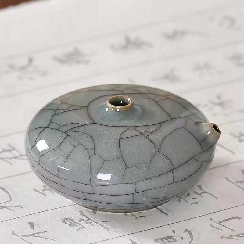 Longquan Celadon Ceramic Calligraphy Inkstone & Brush Holder Set