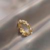 Japanese and Korean Style Simple Zircon Wheat Ear Pearl Open Ring Ring Exquisite Versatile Jewelry