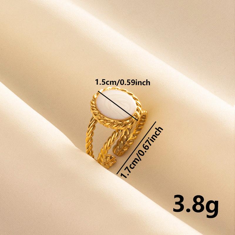 Bohemian Gold Color White Enamel Open Rings Luxury Irregular Stainless Steel Adjustable Finger Ring Women Charm Jewelry Gifts