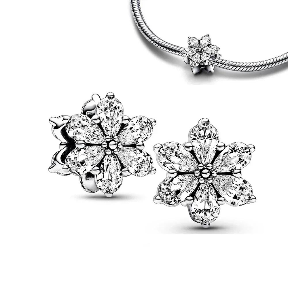 Classics Copper Skiing Penguin Charms Fit Original Bracelets Necklaces Geometric Snowflake Beads Jewelry Diy Gift