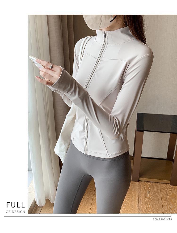 Women's Quick-Dry Stand Collar Fitness Jacket with Zipper - Breathable, Long Sleeve Sports Top for Running, Yoga, Outerwear.