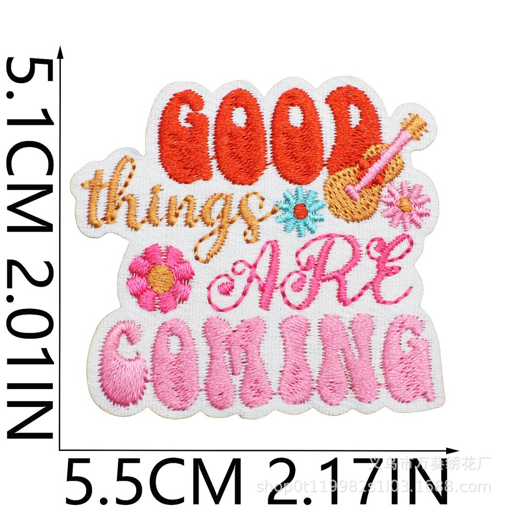 Smile Face Life Inspirational Words Embroidery Cloth Sticker Motivates English Patch Decoration Embroidery Mark Love Yourself Chapter Sticker