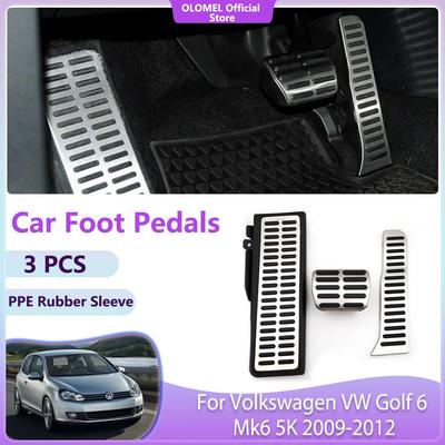 Pedały samochodowe do Volkswagena VW Golfa 6 Mk6 5K 2009 2010 2011 2012 Stal nierdzewna Paliwo Hamulec Antypoślizgowe Bez Wiercenia Pokrywy aluminiowe