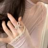 Fashionable Elastic Beaded Bow Rings Resilient Acrylic Bowknot Rings Comfortable Butterfly Accessory for Women Girls