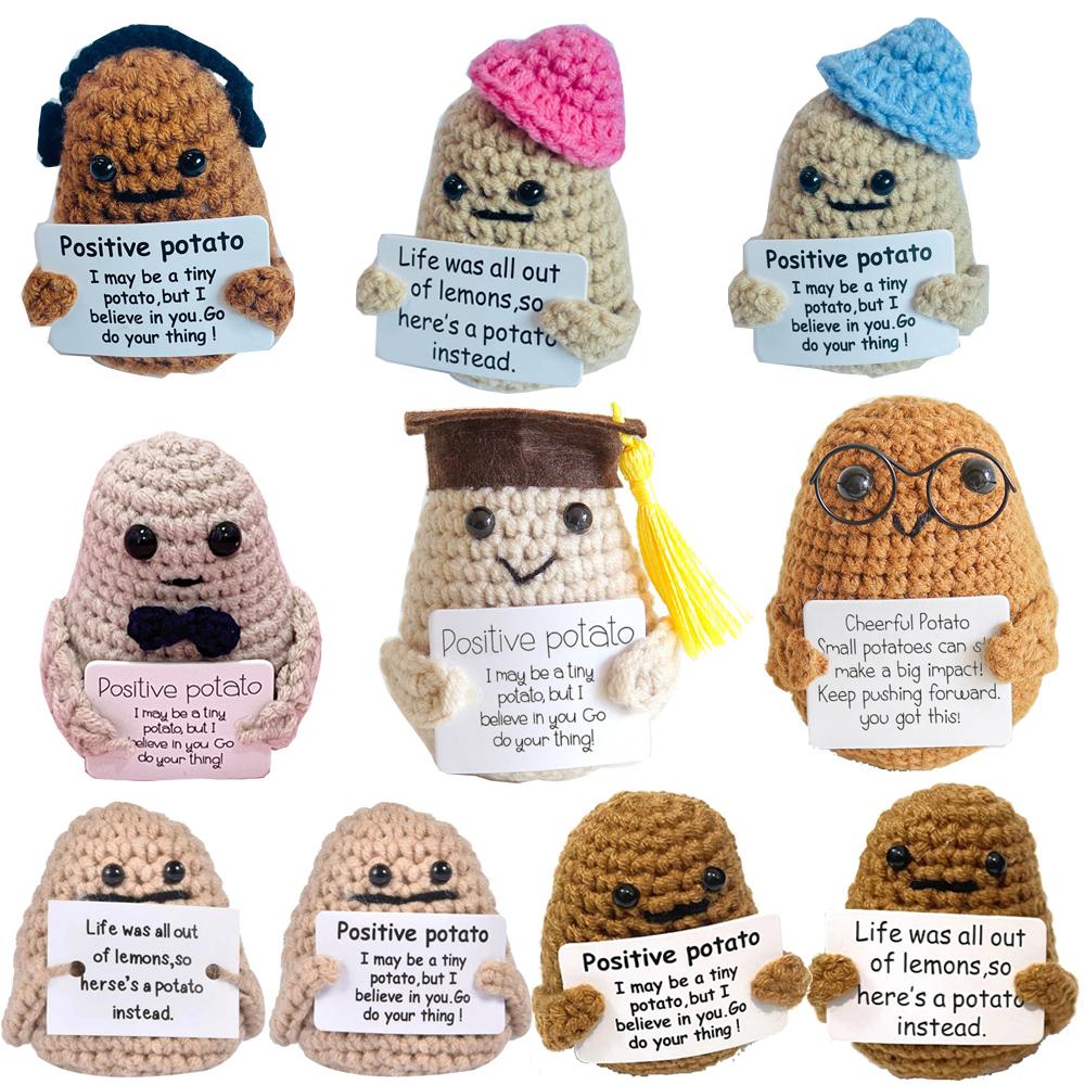 10PCS Positive Cute Potatoes Home Room Decor Mini Handmade Plush Ornament Knitting Wool Yarn Doll Birthday Gifts Room Decoration