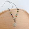 Color Beaded Love Flower Zircon Necklace Female Sweet Cool Hot Girl Wind Collarbone Chain Niche Design Accessories