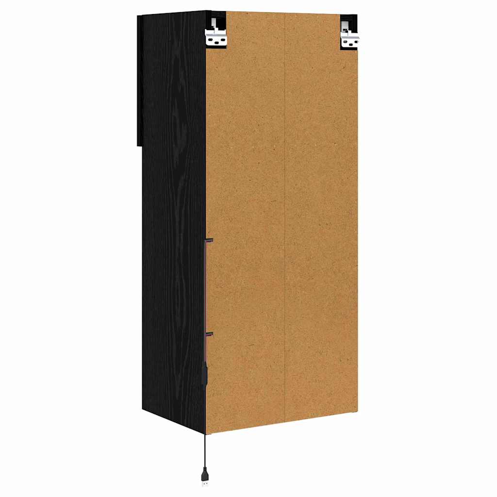Wall Mounted TV Cabinet Black Oak Effect Particleboard