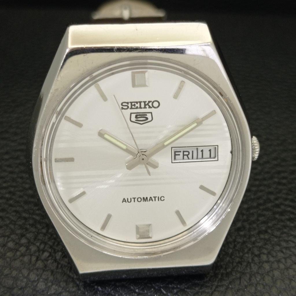 SEIKO 5 AUTOMATIC JAPAN 6309A MENS VINTAGE SILVER COLOR DIAL WATCH a701377-5 R206a-a701377