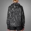 adidas Wind.Rdy Full Zip Hooded Jacket, Women Logo Print Long Sleeve Windproof Sports Outerwear Black Reflective Silver IT3445