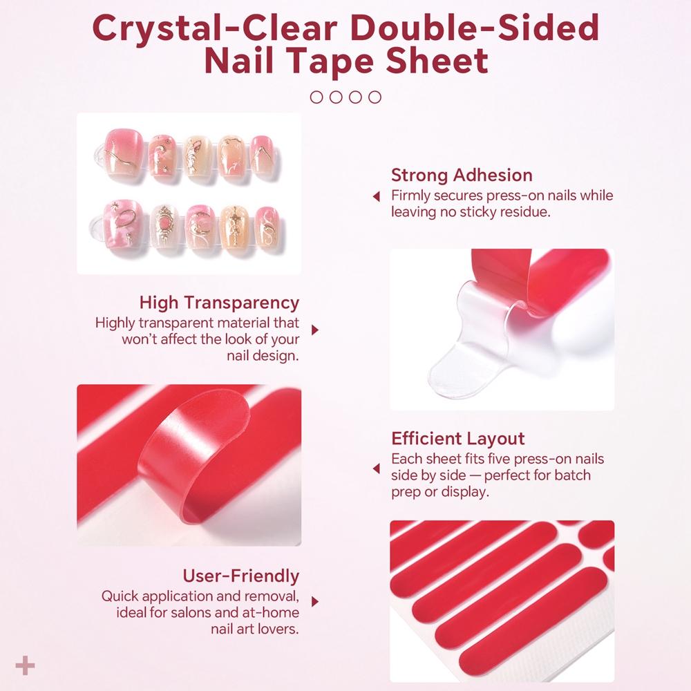 Doppelseitiges Nagelkunst-Klebeband Nagelkunst-Display Rückstandsfreies Klebeband Falsche Nägel Displayständer Kleber Transparentes Wasserdichtes Klebeband