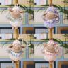 Cute Wool Plush Sheep Hanging Ornament With Smiley Face For Bag Decor