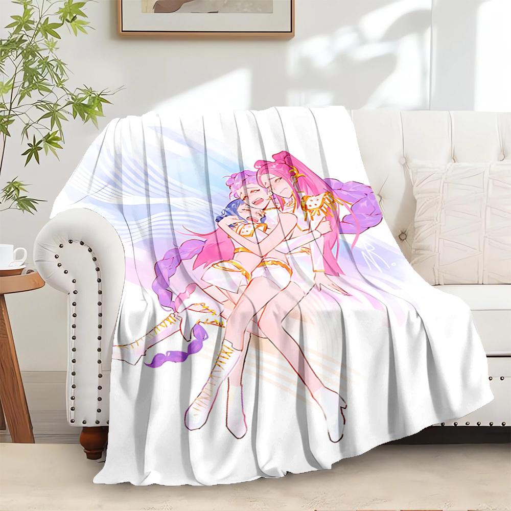 K-POP Anime Girls Group Four Seasons Soft Warm Blanket All-Season Thick Knit Polyester Bedspread for Bed, Camping, Travel Perfect Gift