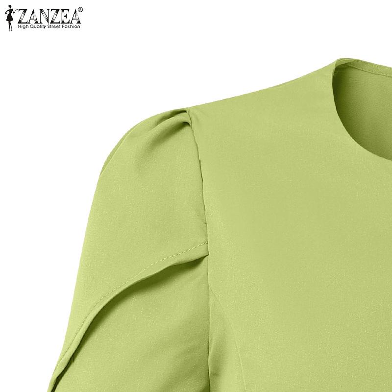 ZANZEA Women Casual Round Neck Summer Short Sleeve Blouse